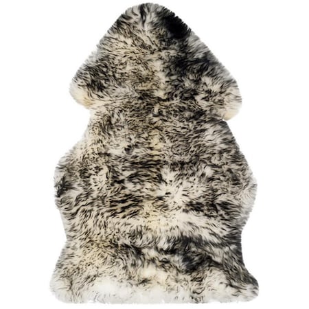 Flowers First 2 x 3 ft. Sheep Skin Natural Sheep Skin Made within Acid Dying Rug Ivory & Dark Charcoal - Accent FL1892396